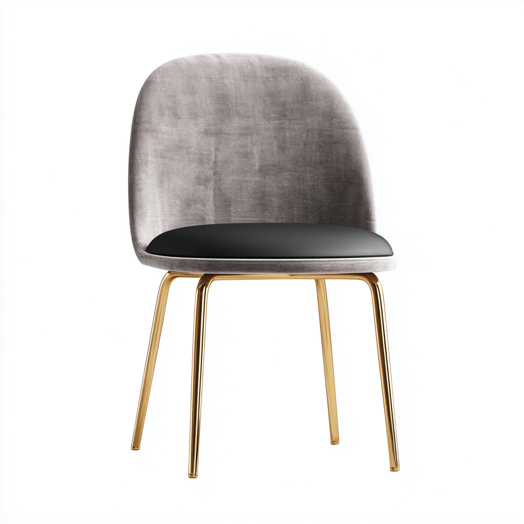 Sedia da pranzo - velluto e metallo 50x55x83 cm - grigio e nero - gambe dorate - stile moderno-Sereneete