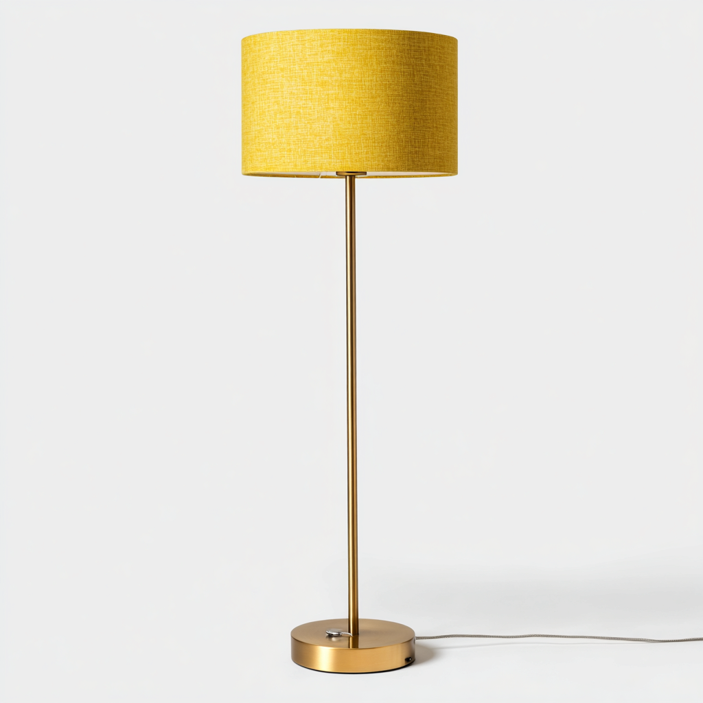 Lampada da terra - metallo e tessuto 35x35x155 cm - oro-giallo - design moderno luminoso-Sereneete