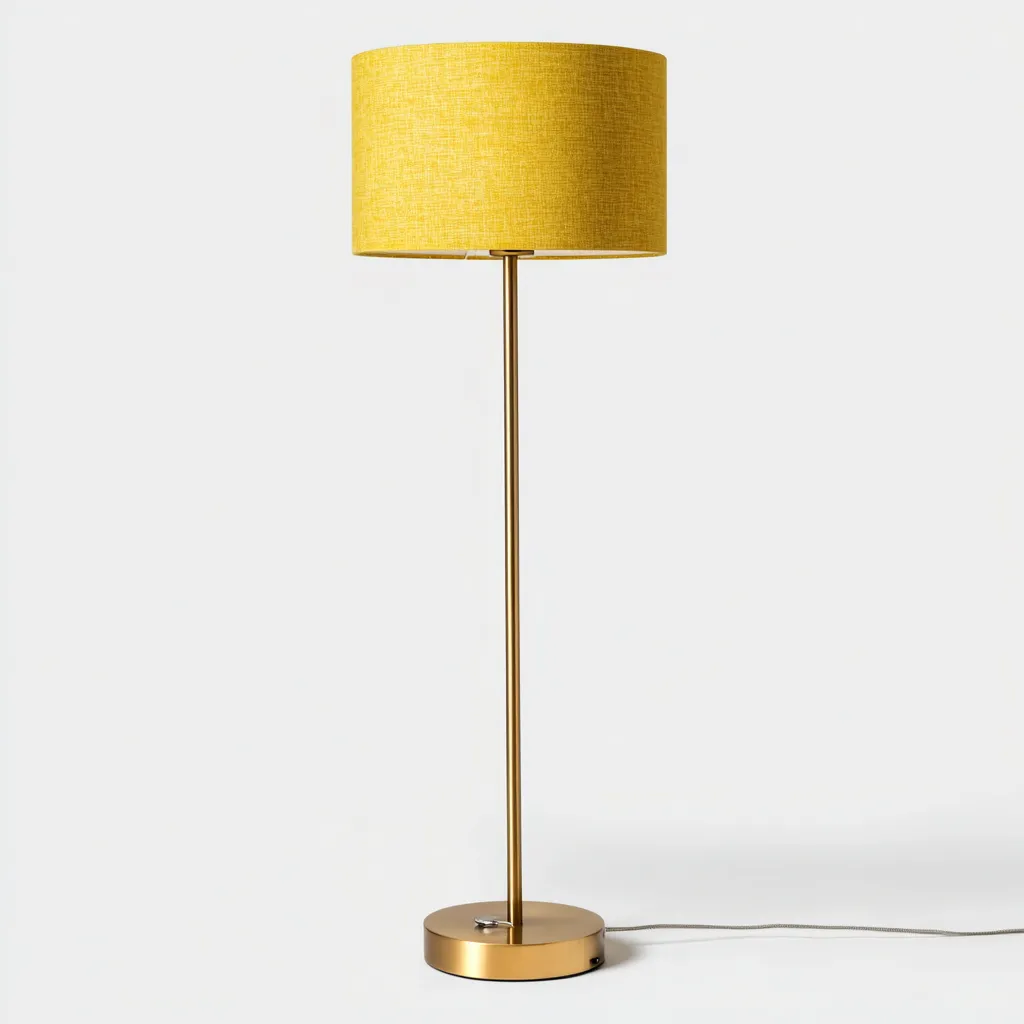 Lampada da terra - metallo e tessuto 35x35x155 cm - oro-giallo - design moderno luminoso-Sereneete