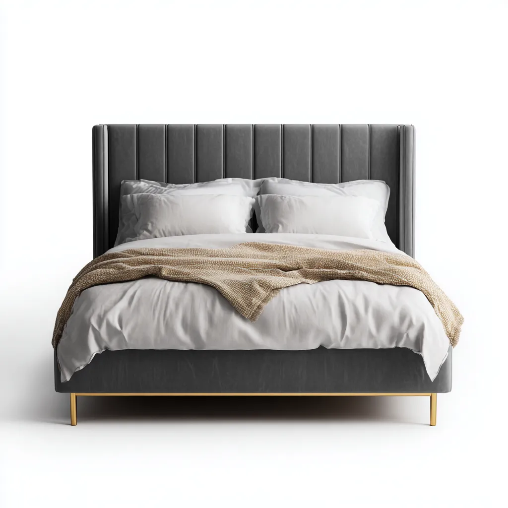 Letto matrimoniale - velluto 160x200x115 cm - grigio - stile moderno-Sereneete