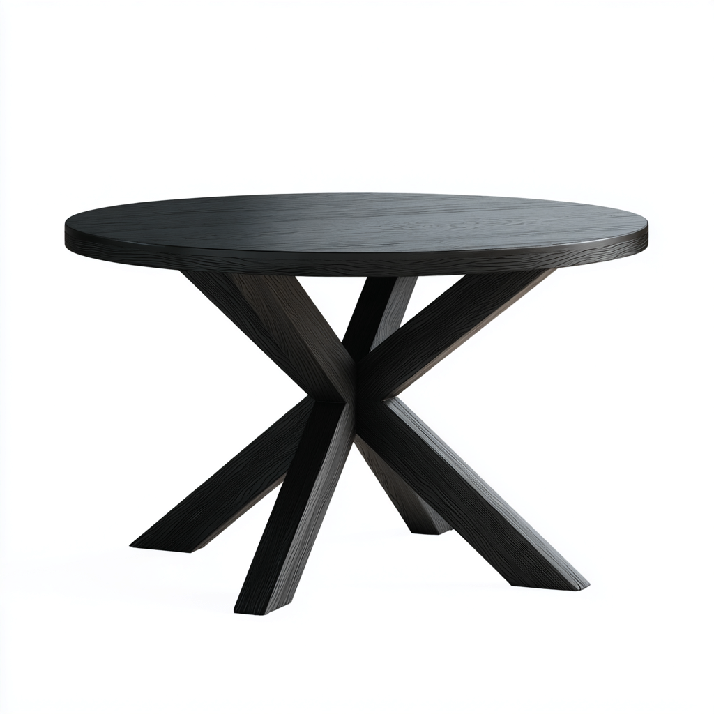Tavolo da pranzo rotondo in legno 120x120x76 cm - nero - stile contemporaneo-Sereneete