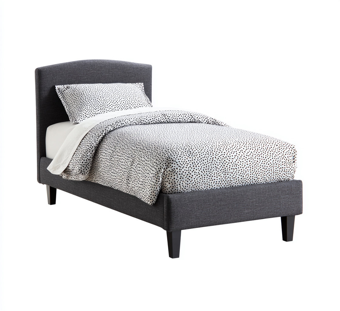 Letto singolo in tessuto grigio 90x190x80 cm - grigio - stile moderno-Sereneete