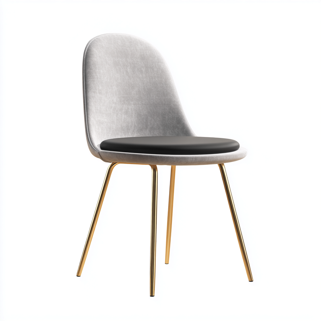 Sedia da pranzo - Velluto-Metallo - 47x52x84 cm - Grigio-Oro-Nero - Design moderno con seduta imbottita - Adatta per sala da pranzo o soggiorno-Sereneete