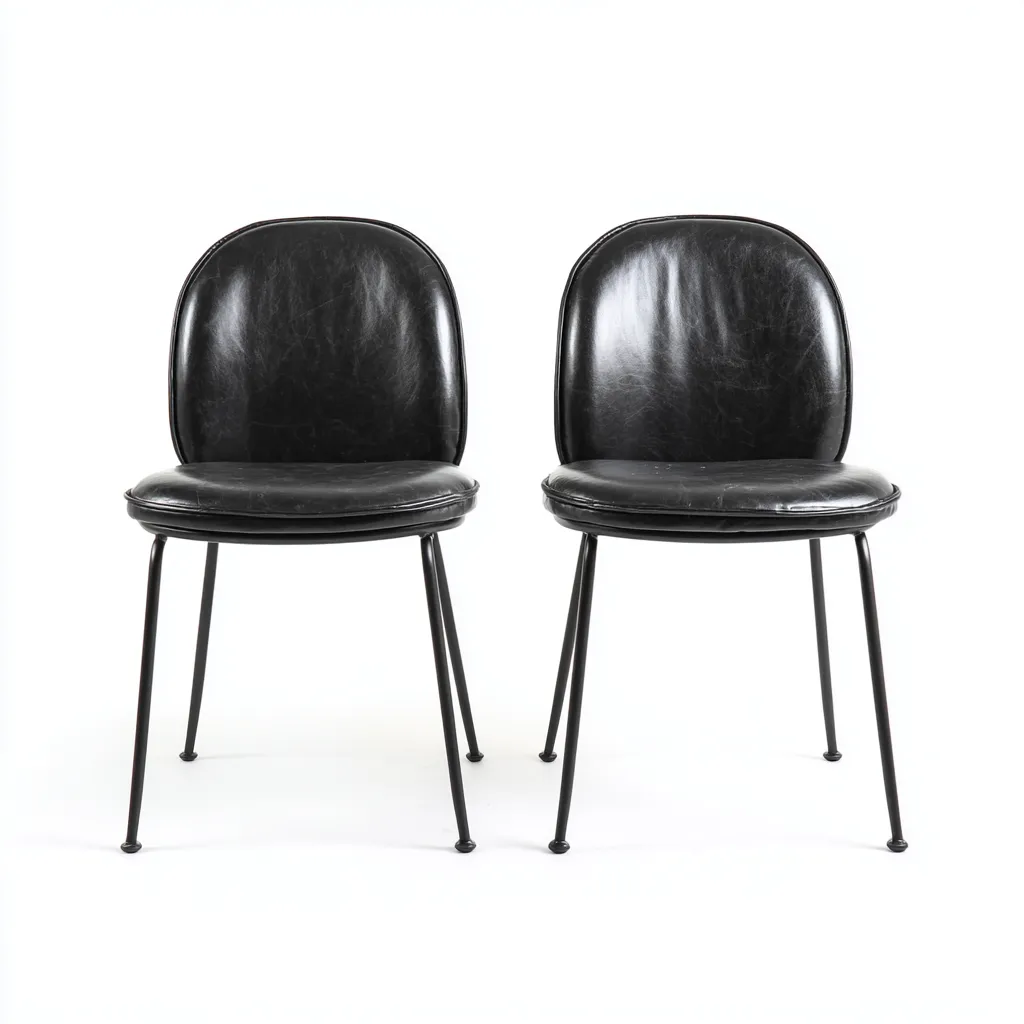 Sedia da pranzo in ecopelle e metallo 45x50x83 cm - nero - set da 2 - stile vintage industriale-Sereneete