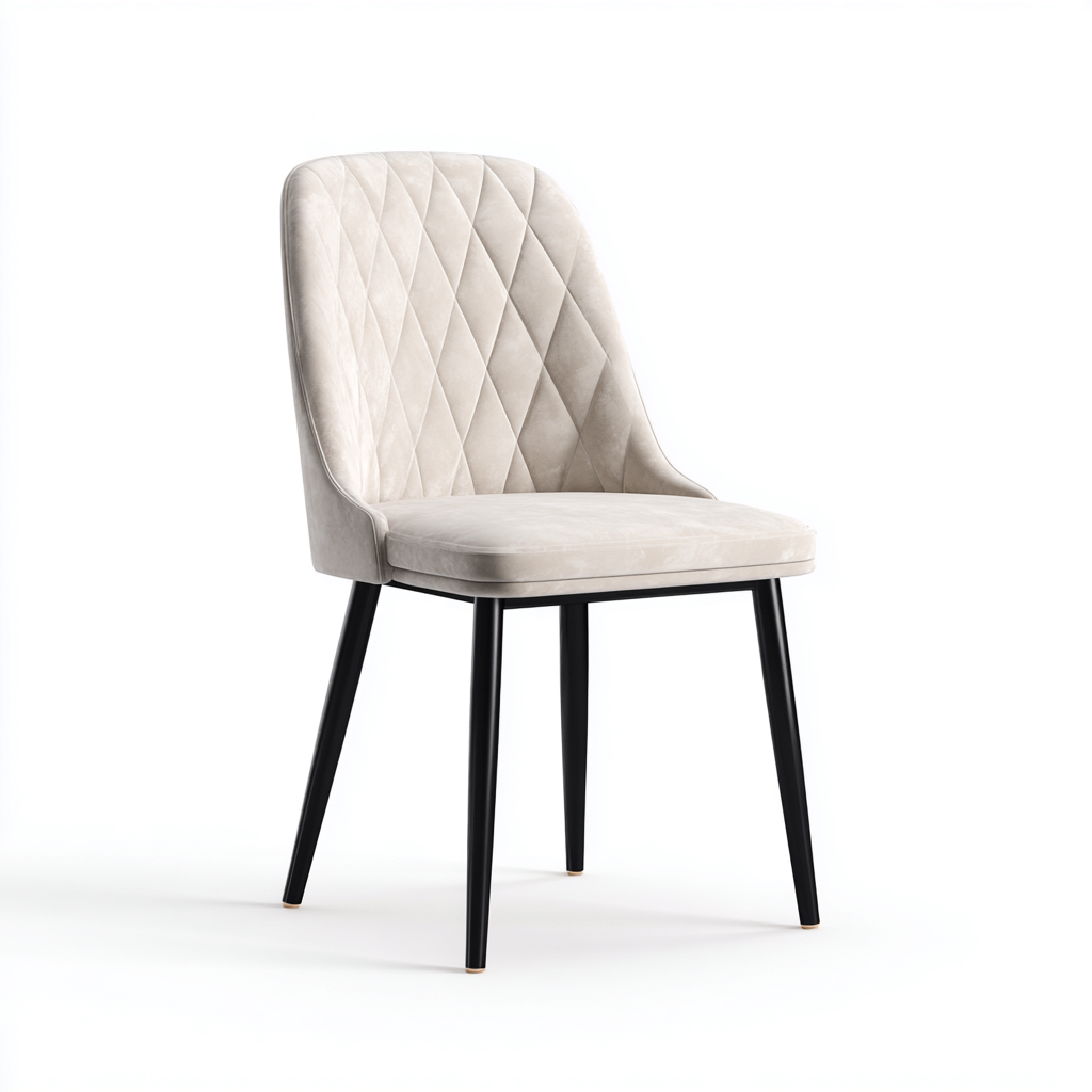 Sedia da pranzo imbottita in velluto 48x56x86 cm - beige-nero - design moderno-Sereneete