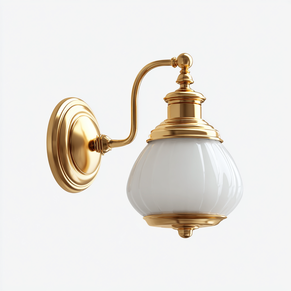 Applique 25x20x35 cm - ottone e vetro - dorato-bianco - stile classico-Sereneete