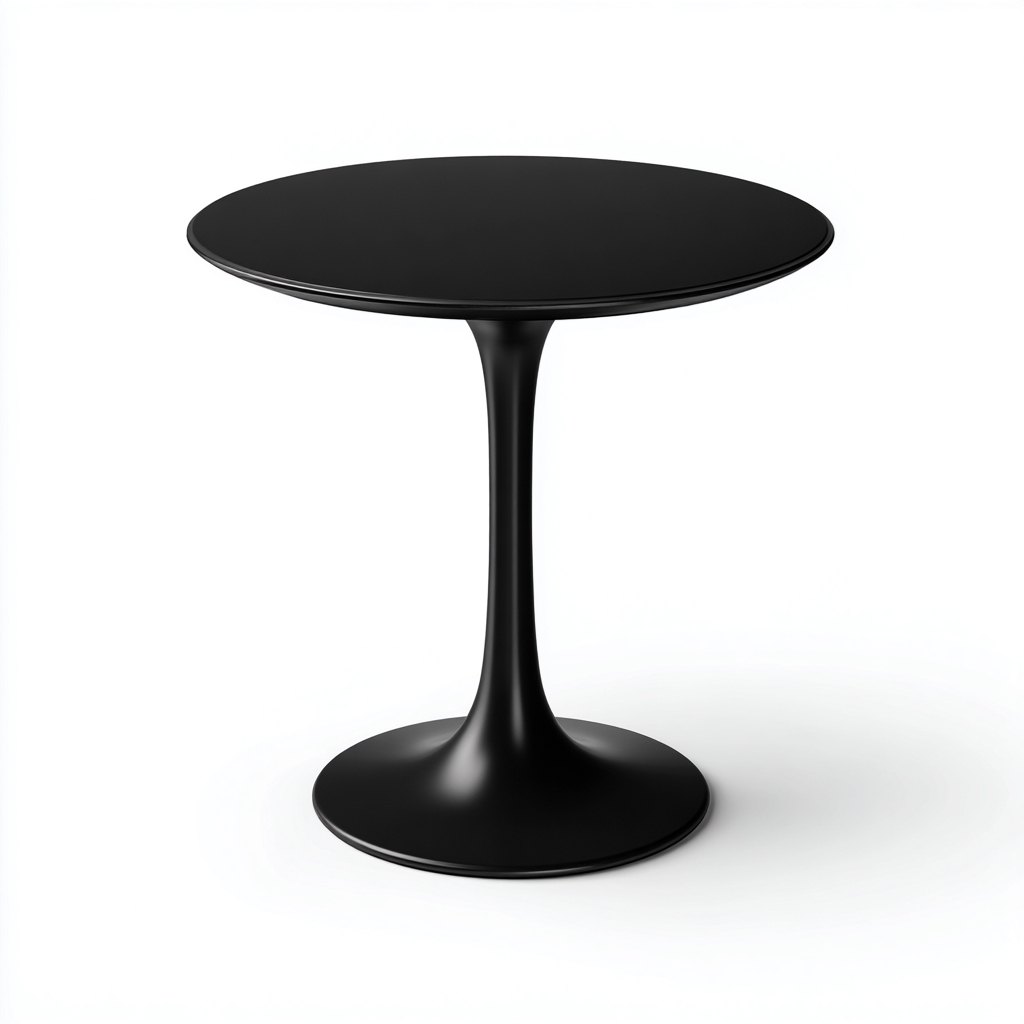 Tavolo da pranzo rotondo in metallo 80x80x75 cm - nero - base a calice moderna-Sereneete