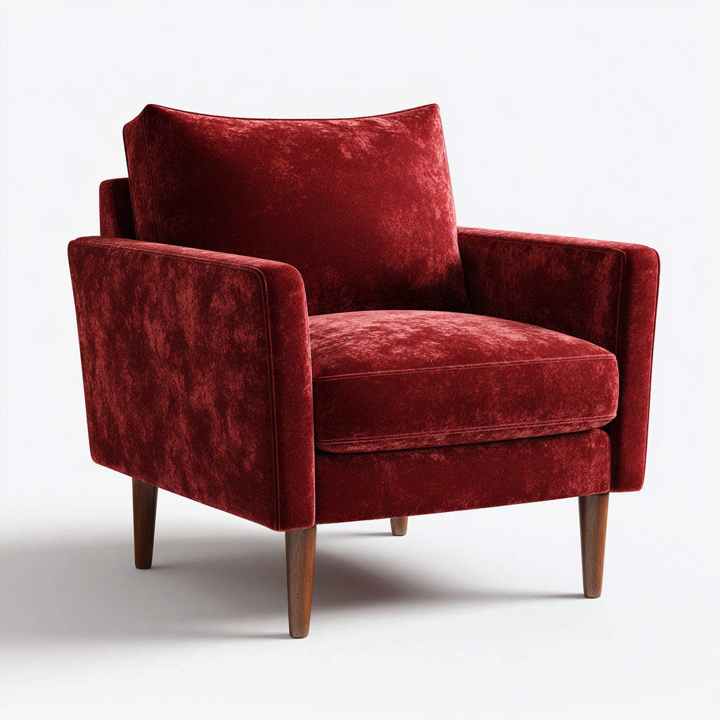 Poltrona in velluto 85x85x80 cm - rosso - design moderno-Sereneete