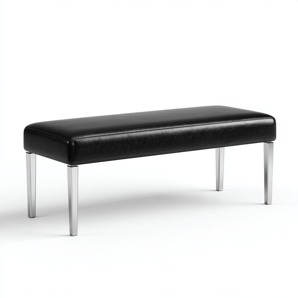 Panca da ingresso in metallo e similpelle 100x38x46 cm - nero - design moderno-Sereneete
