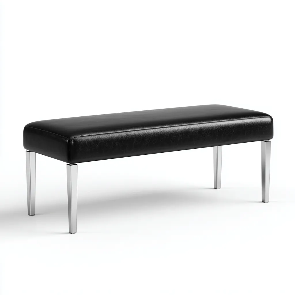 Panca da ingresso in metallo e similpelle 100x38x46 cm - nero - design moderno-Sereneete