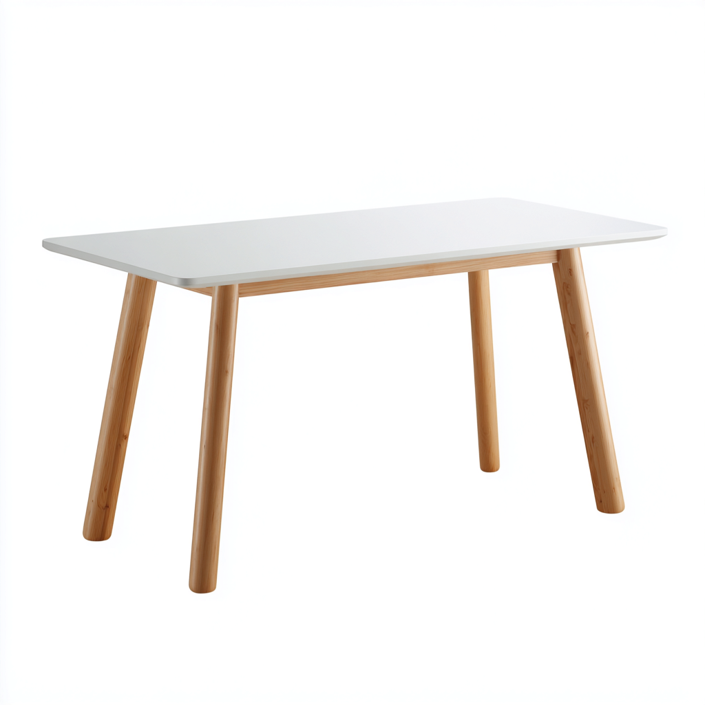 Tavolo da pranzo rettangolare in legno e MDF 120x70x75 cm - bianco-naturale - stile scandinavo-Sereneete