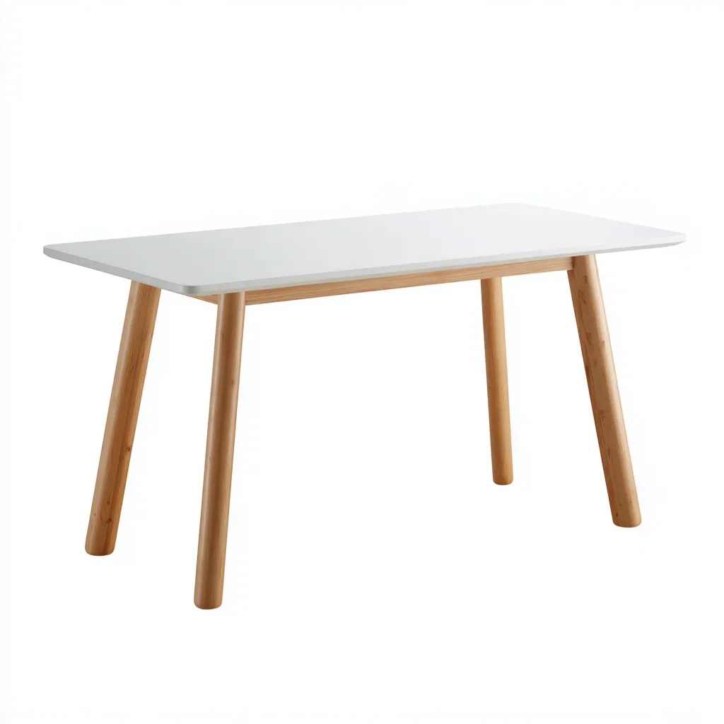 Tavolo da pranzo rettangolare in legno e MDF 120x70x75 cm - bianco-naturale - stile scandinavo-Sereneete