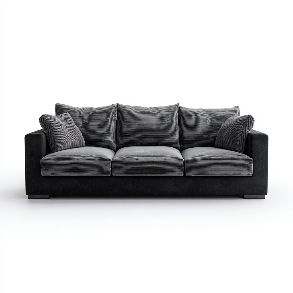 Divano lineare in velluto a coste 220x95x85 cm - grigio scuro - design moderno e raffinato-Sereneete