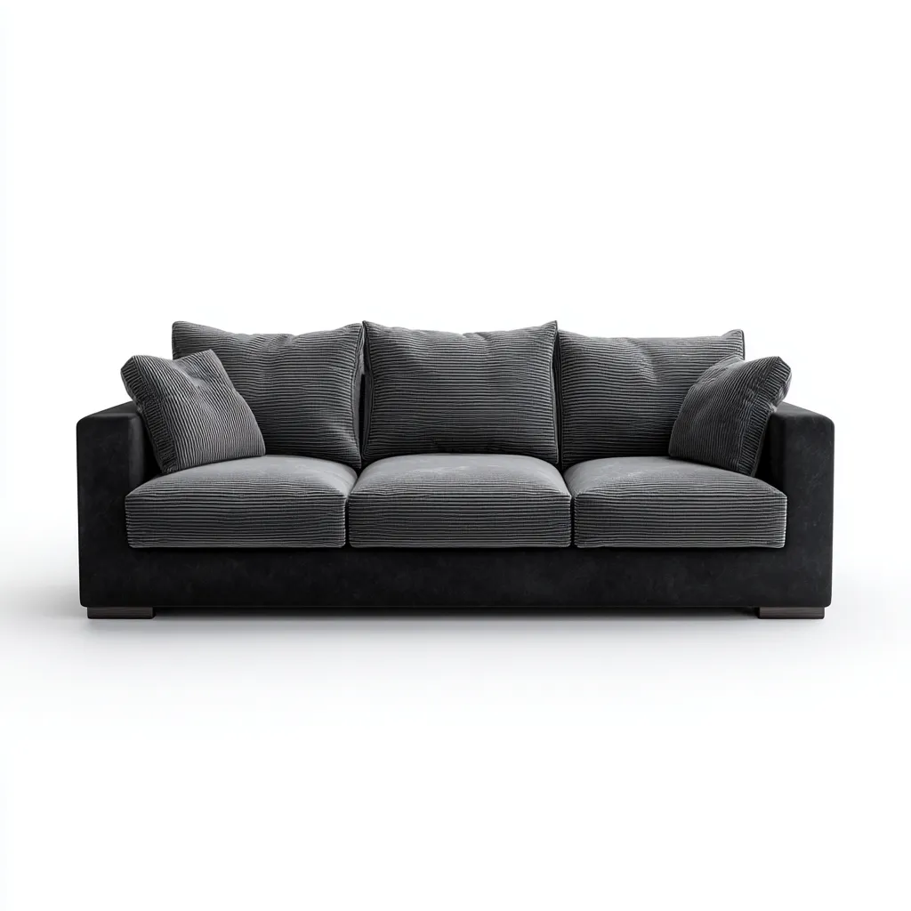 Divano lineare in velluto a coste 220x95x85 cm - grigio scuro - design moderno e raffinato-Sereneete