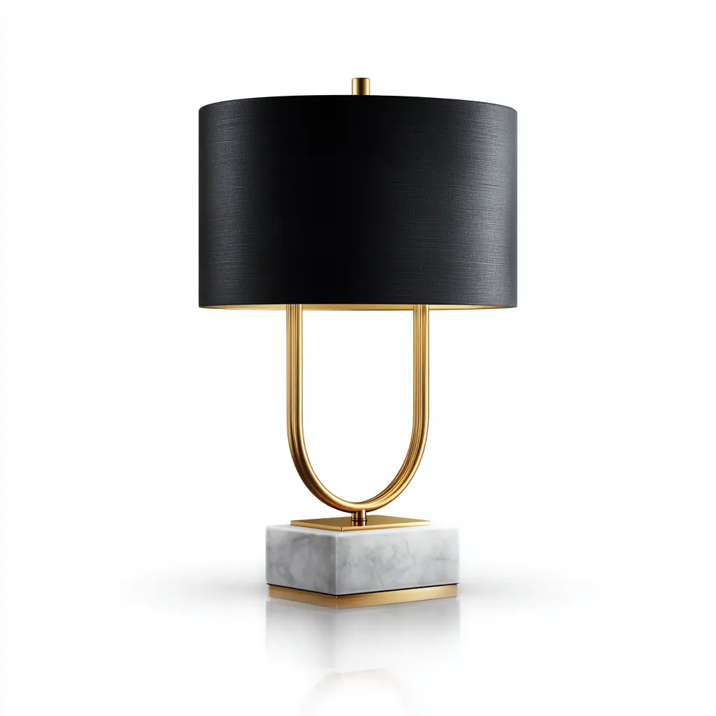 Lampada da tavolo 27x27x55 cm - metallo e marmo - nero-oro - design moderno di lusso-Sereneete