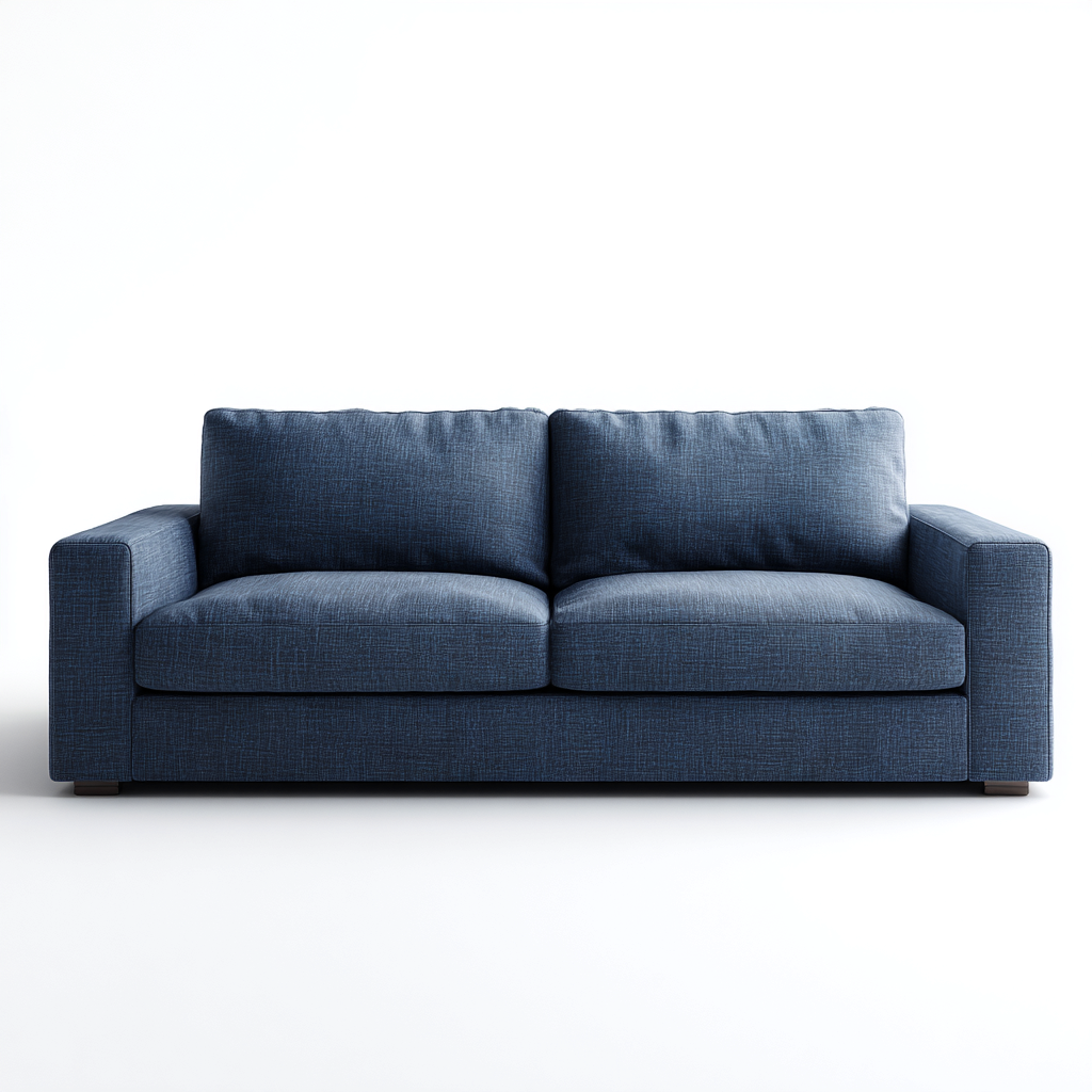 Divano lineare in tessuto 210x95x85 cm - blu - per soggiorno - design moderno con seduta profonda-Sereneete