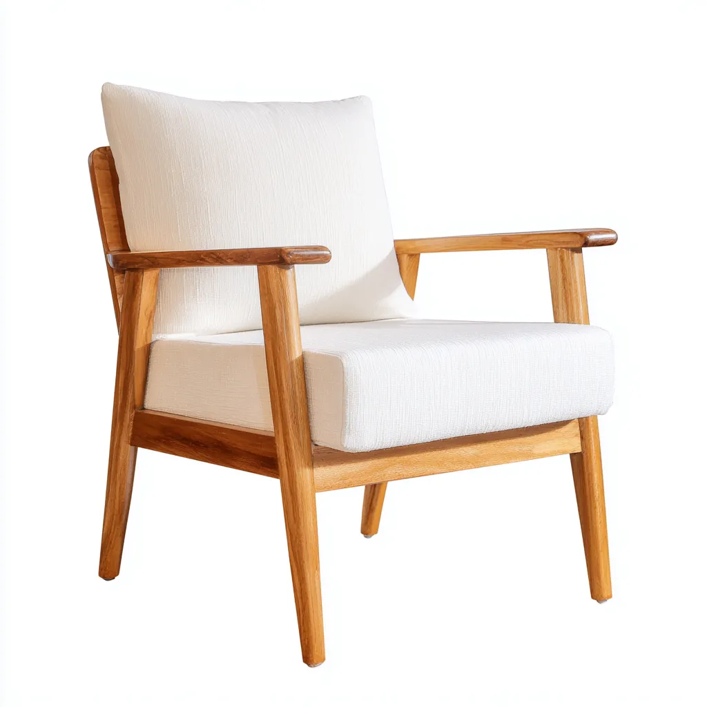 Poltrona legno e tessuto 75x80x85 cm - bianco e legno - moderno-Sereneete