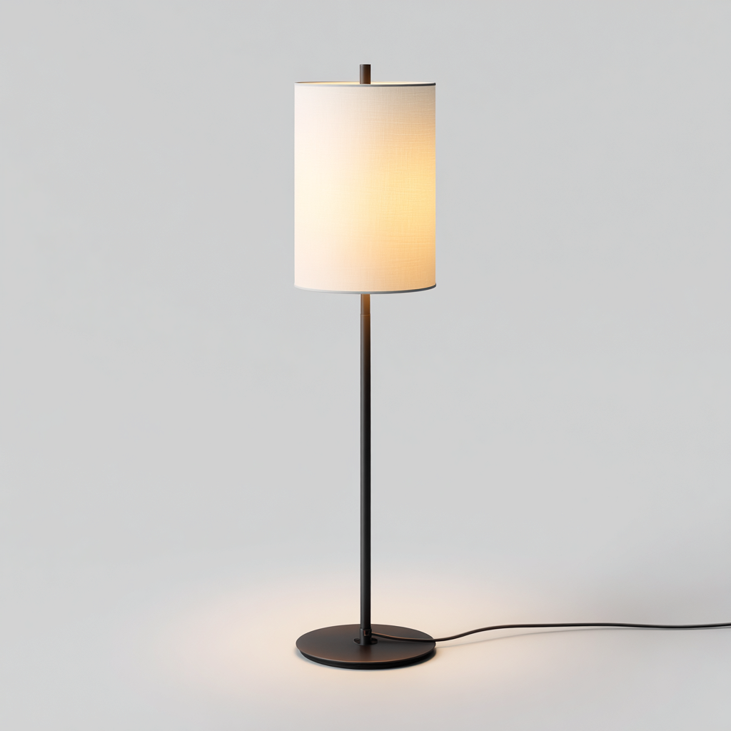 Lampada da terra - metallo e tessuto 32x32x150 cm - nero-bianco - stile minimalista moderno-Sereneete