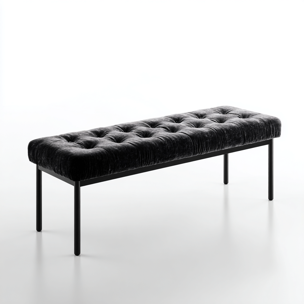Panca da ingresso velluto e metallo 110x40x45 cm - nero - design moderno elegante-Sereneete