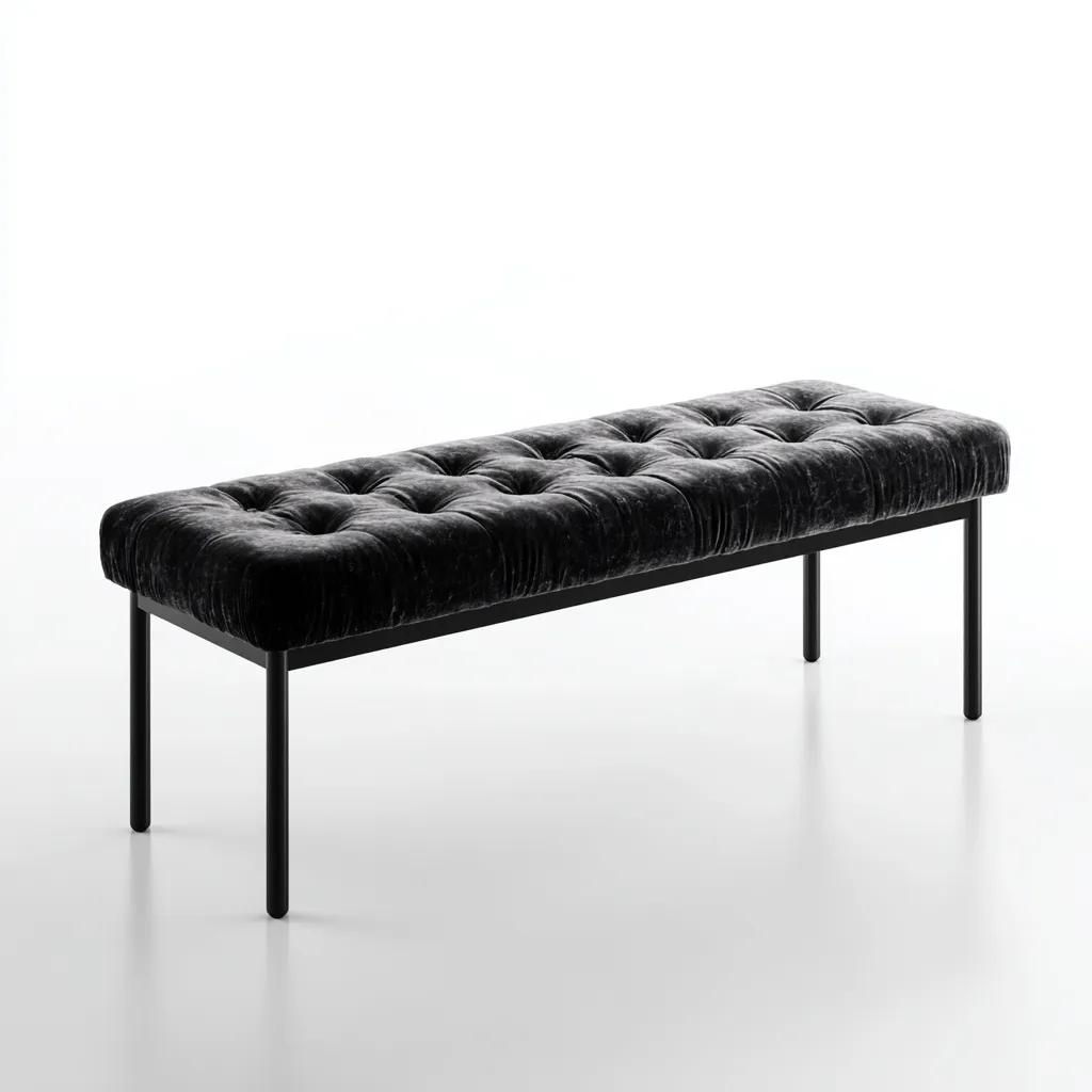 Panca da ingresso velluto e metallo 110x40x45 cm - nero - design moderno elegante-Sereneete