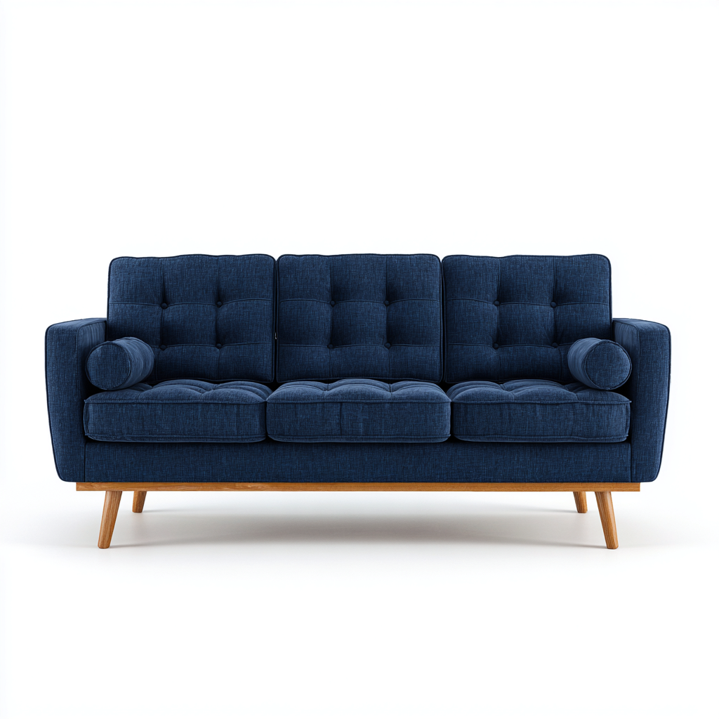 Divano lineare in tessuto 210x85x80 cm - blu scuro - design moderno e confortevole-Sereneete