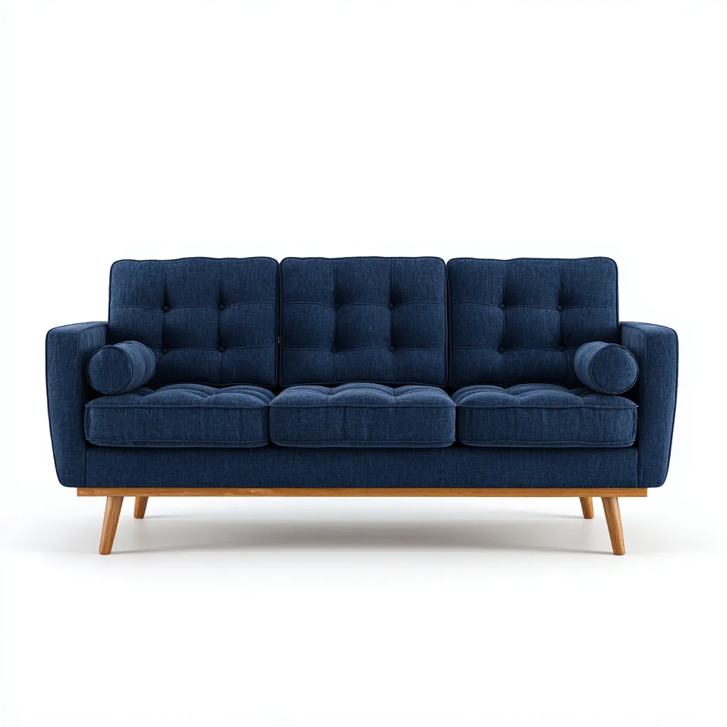 Divano lineare in tessuto 210x85x80 cm - blu scuro - design moderno e confortevole-Sereneete