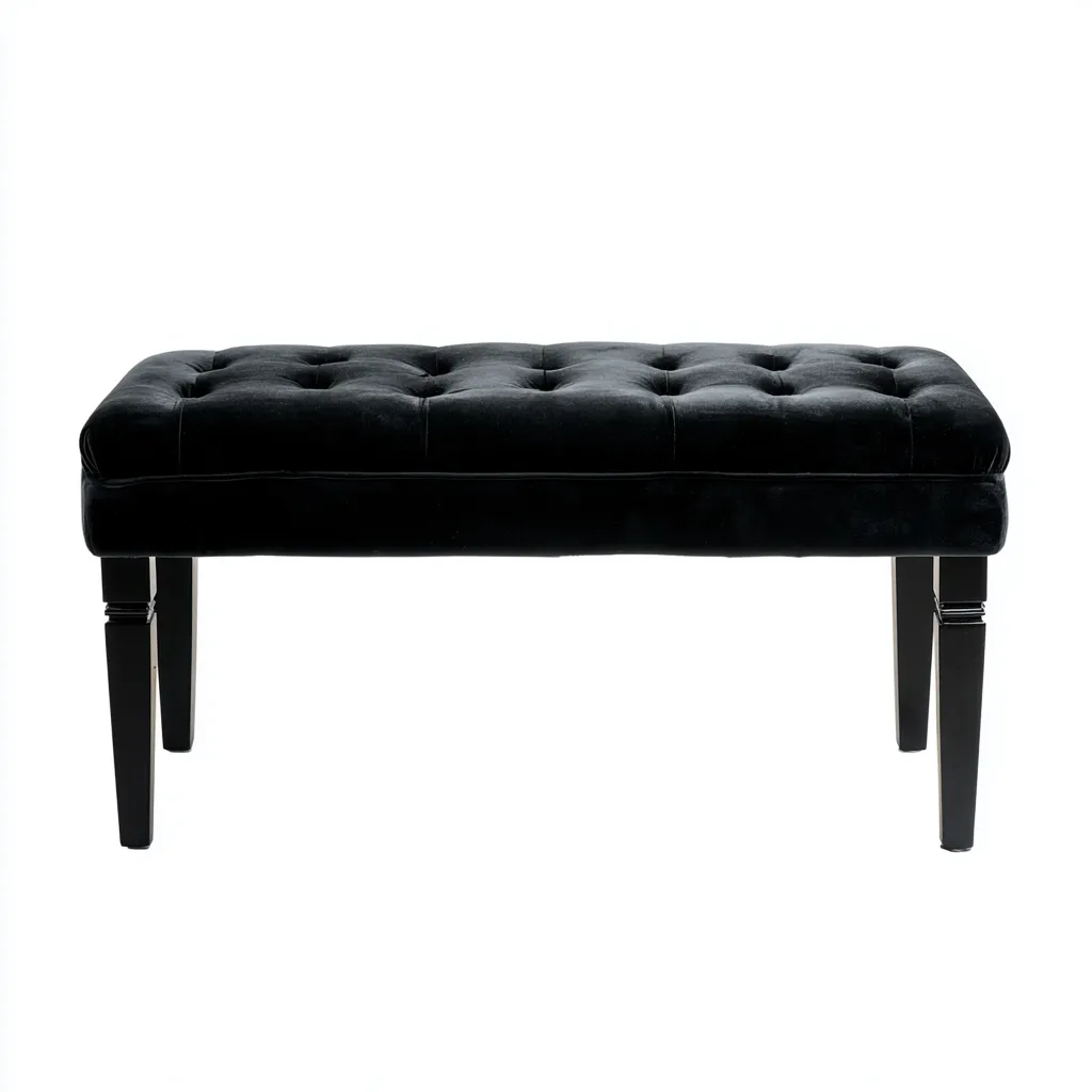 Panca da ingresso imbottita in velluto 100x40x45 cm - nero - stile classico-Sereneete