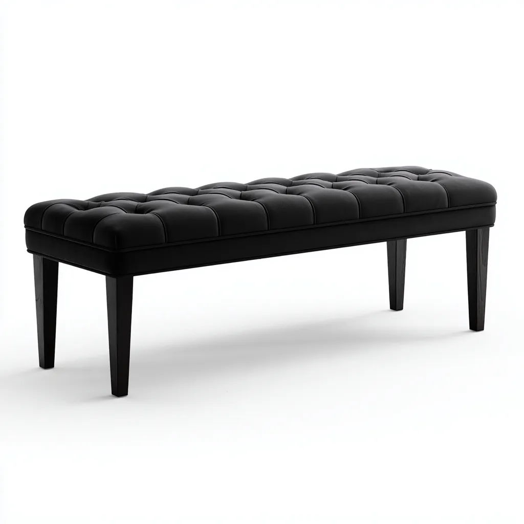 Panca da ingresso in legno e similpelle 110x40x48 cm - nero - design elegante trapuntato-Sereneete