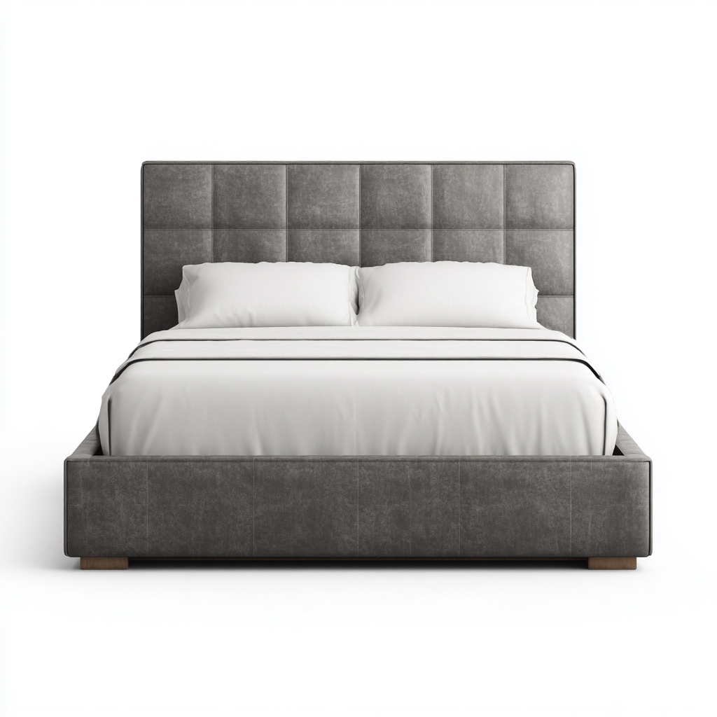 Letto matrimoniale 200x160x105 cm - tessuto e legno - grigio scuro - design moderno-Sereneete