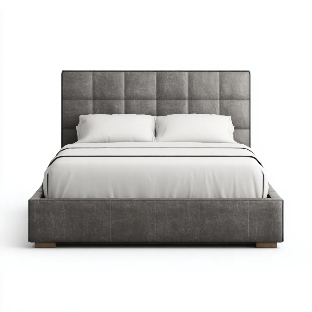 Letto matrimoniale 200x160x105 cm - tessuto e legno - grigio scuro - design moderno-Sereneete