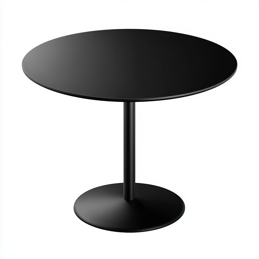 Tavolo da pranzo rotondo in metallo 100x100x75 cm - nero opaco - stile minimalista-Sereneete