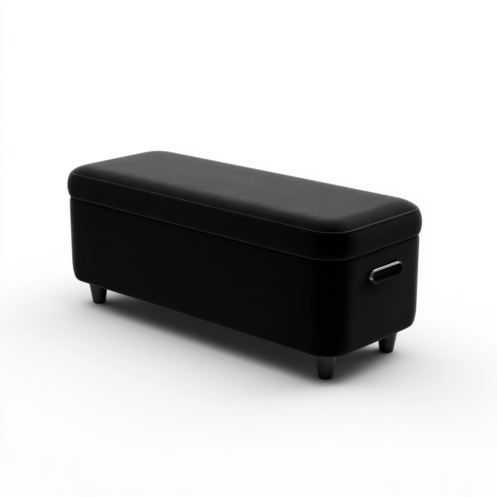 Panca da ingresso - similpelle 110x40x45 cm - nero - stile moderno minimalista-Sereneete