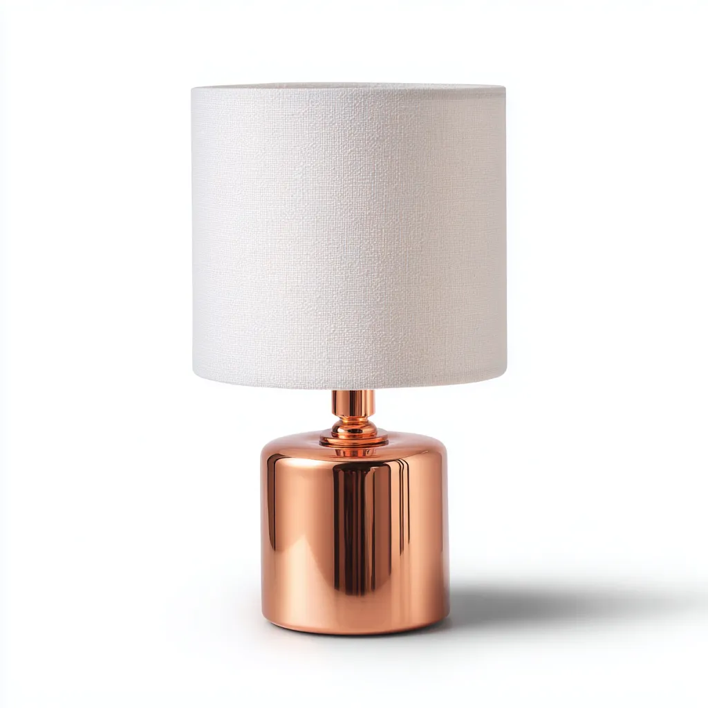 Lampada da tavolo - metallo e tessuto - 18x18x32 cm - rame e bianco - stile moderno elegante-Sereneete