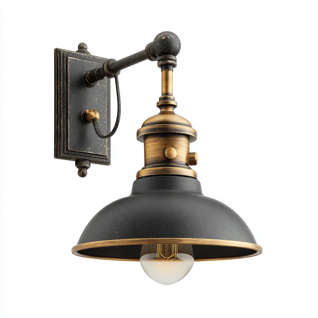 Applique - metallo - 24x20x30 cm - nero e bronzo - stile industriale rétro-Sereneete