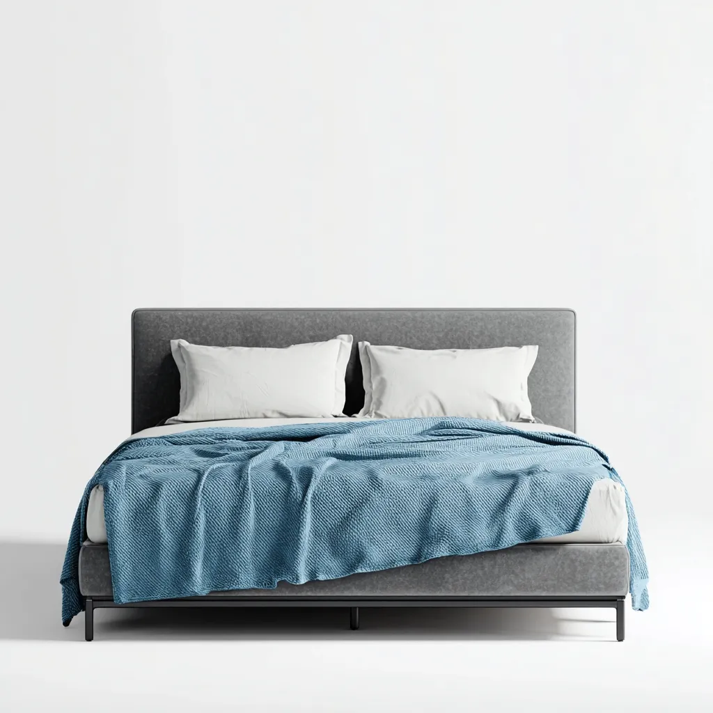 Letto matrimoniale 200x160x100 cm - metallo e tessuto - grigio - design moderno-Sereneete