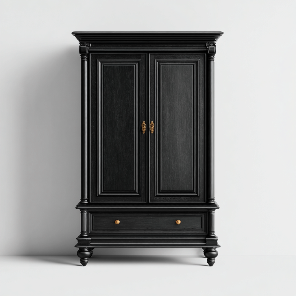 Armadio - legno - 95x55x185 cm - nero - stile classico-Sereneete