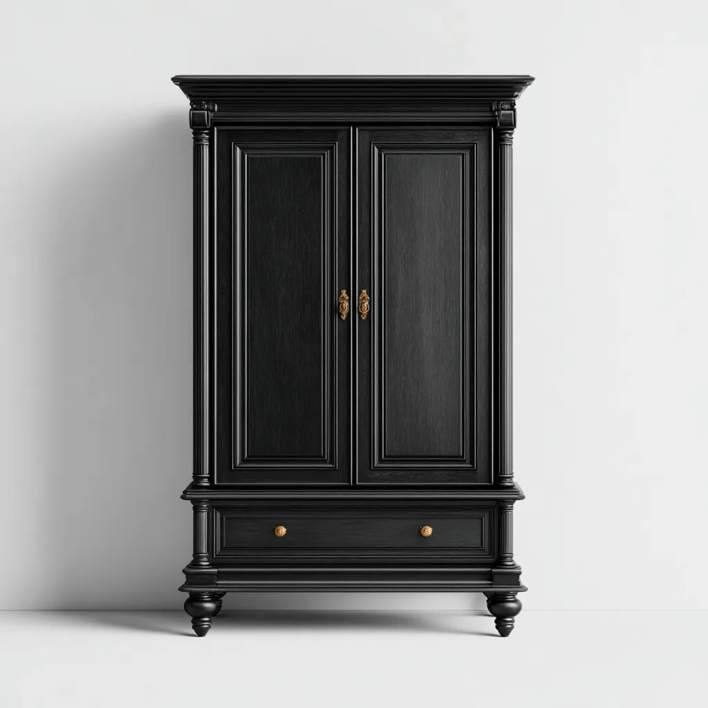 Armadio - legno - 95x55x185 cm - nero - stile classico-Sereneete