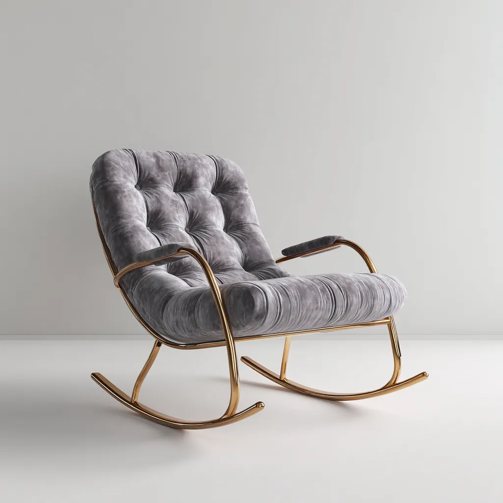 Sedia a dondolo velluto e metallo 95x80x95 cm - viola - design elegante-Sereneete