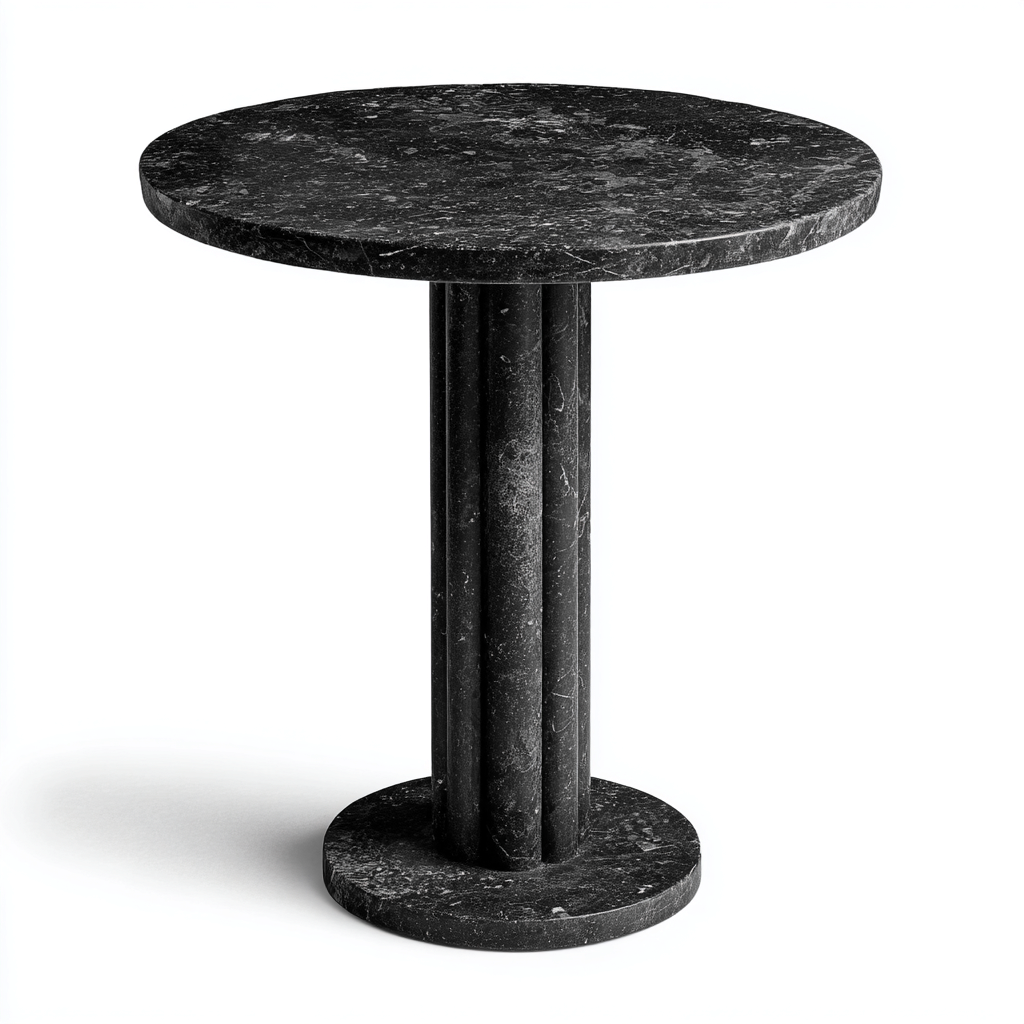 Tavolo da pranzo rotondo in marmo nero 90x90x75 cm - nero - design moderno di lusso-Sereneete