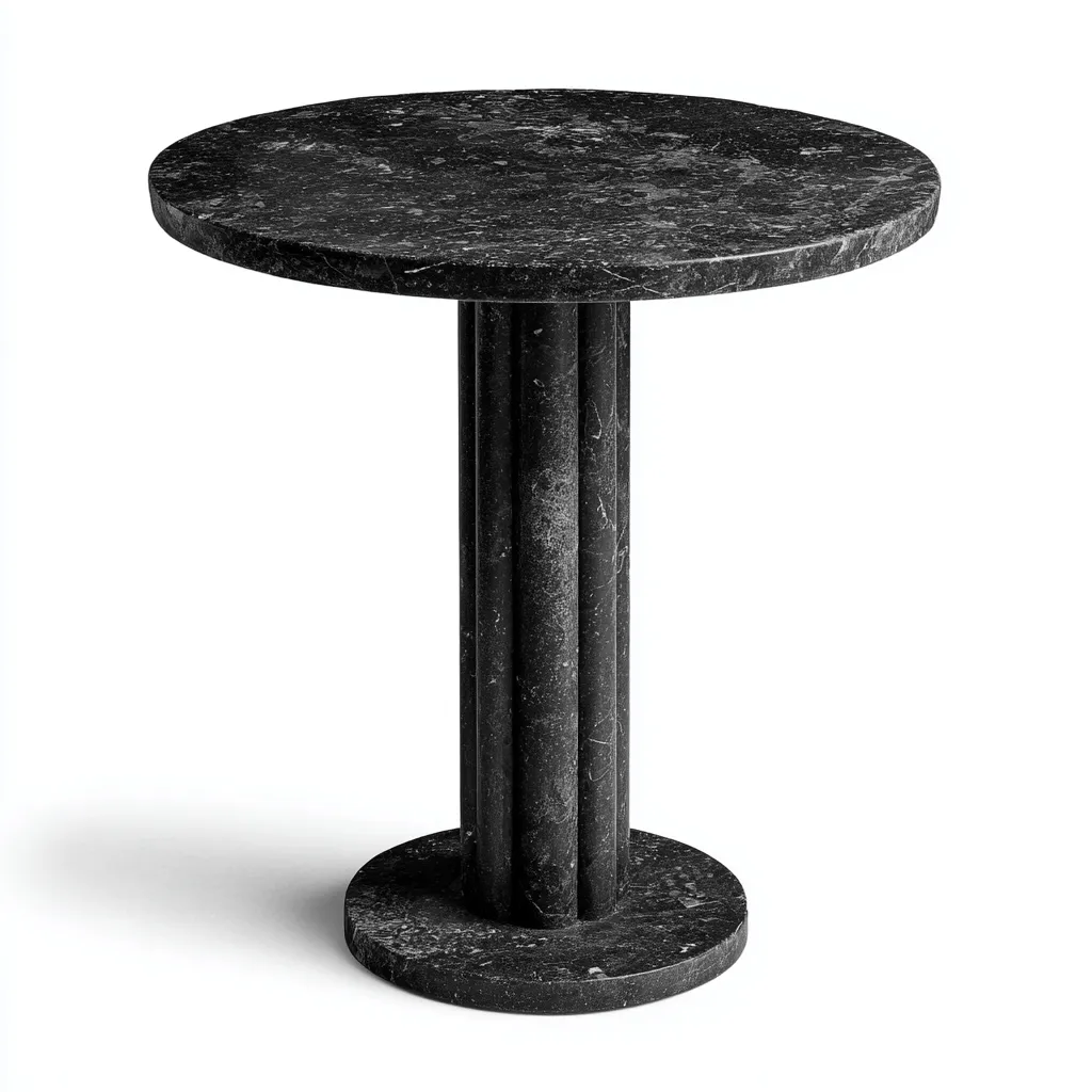 Tavolo da pranzo rotondo in marmo nero 90x90x75 cm - nero - design moderno di lusso-Sereneete