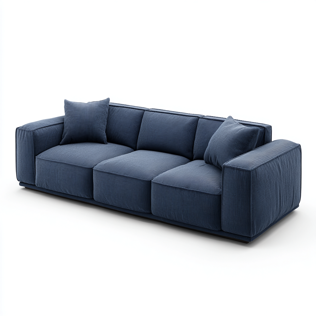 Divano lineare in tessuto 230x95x80 cm - blu - design contemporaneo-Sereneete