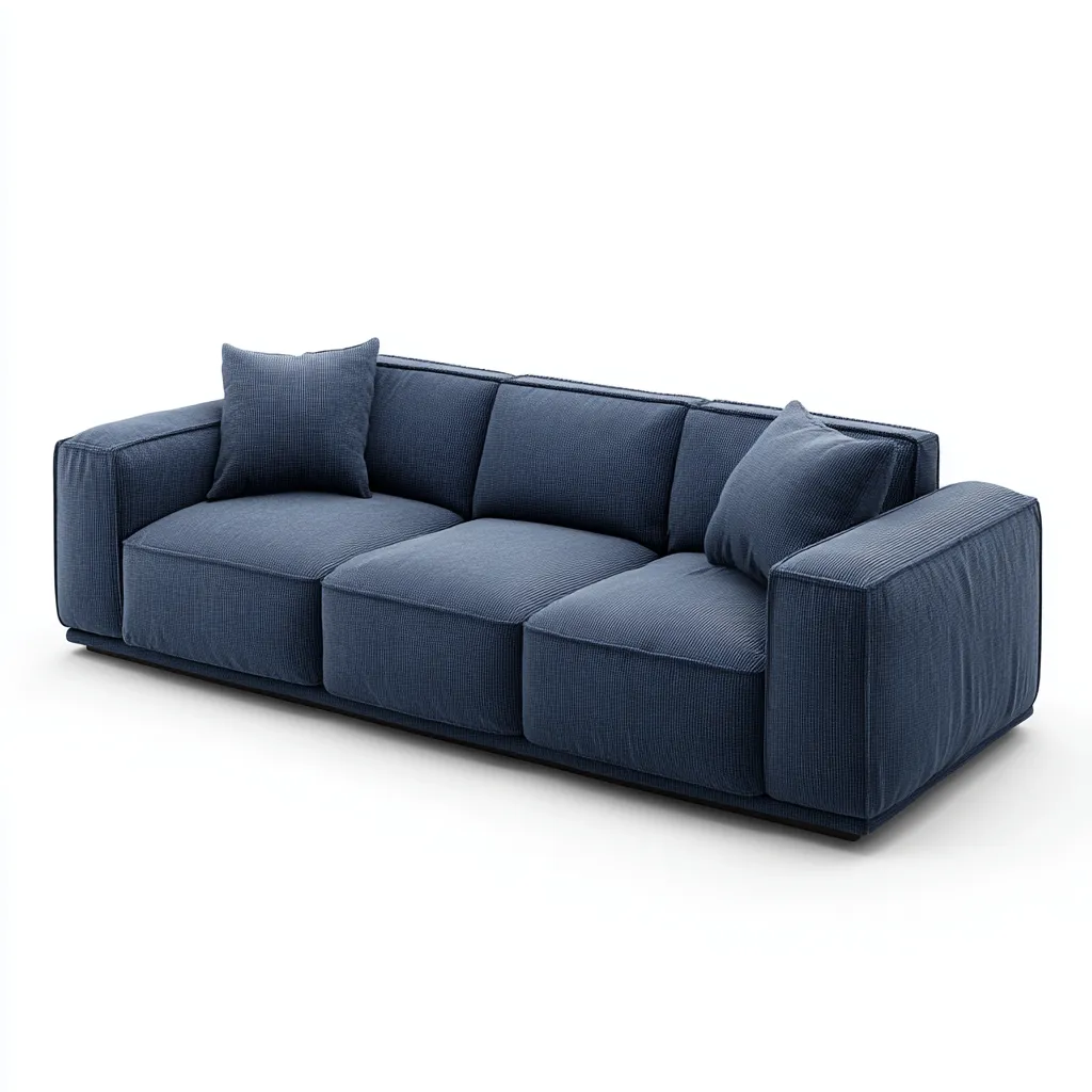 Divano lineare in tessuto 230x95x80 cm - blu - design contemporaneo-Sereneete