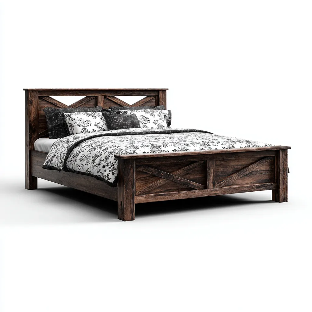 Letto matrimoniale - legno massello 160x200x110 cm - marrone scuro - stile rustico-Sereneete