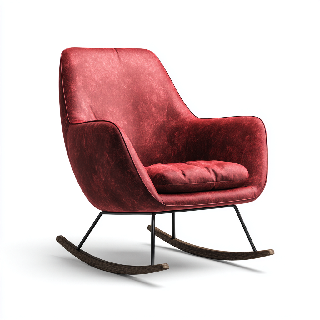 Sedia a dondolo velluto 75x80x95 cm - rosso - moderno-Sereneete