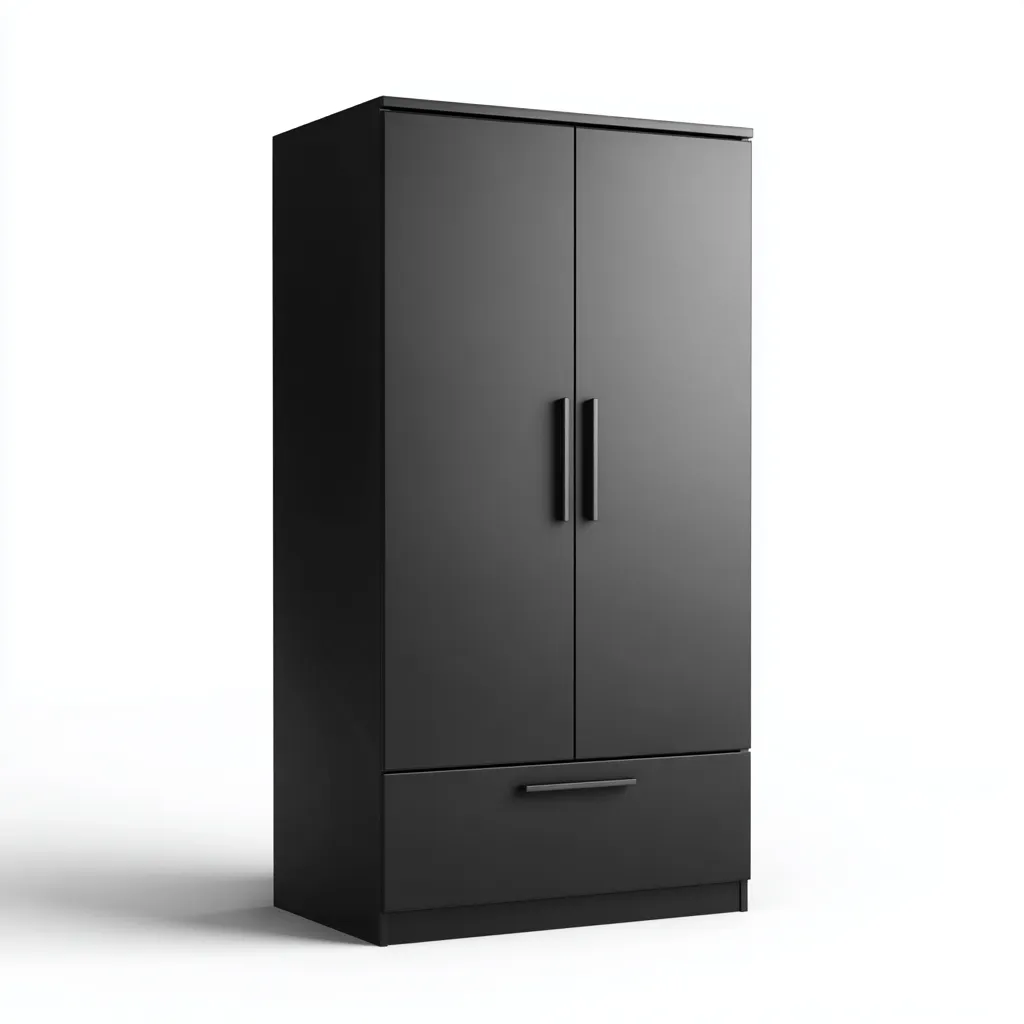 Armadio nero con cassetto 120x55x200 cm - design moderno per camera da letto-Sereneete