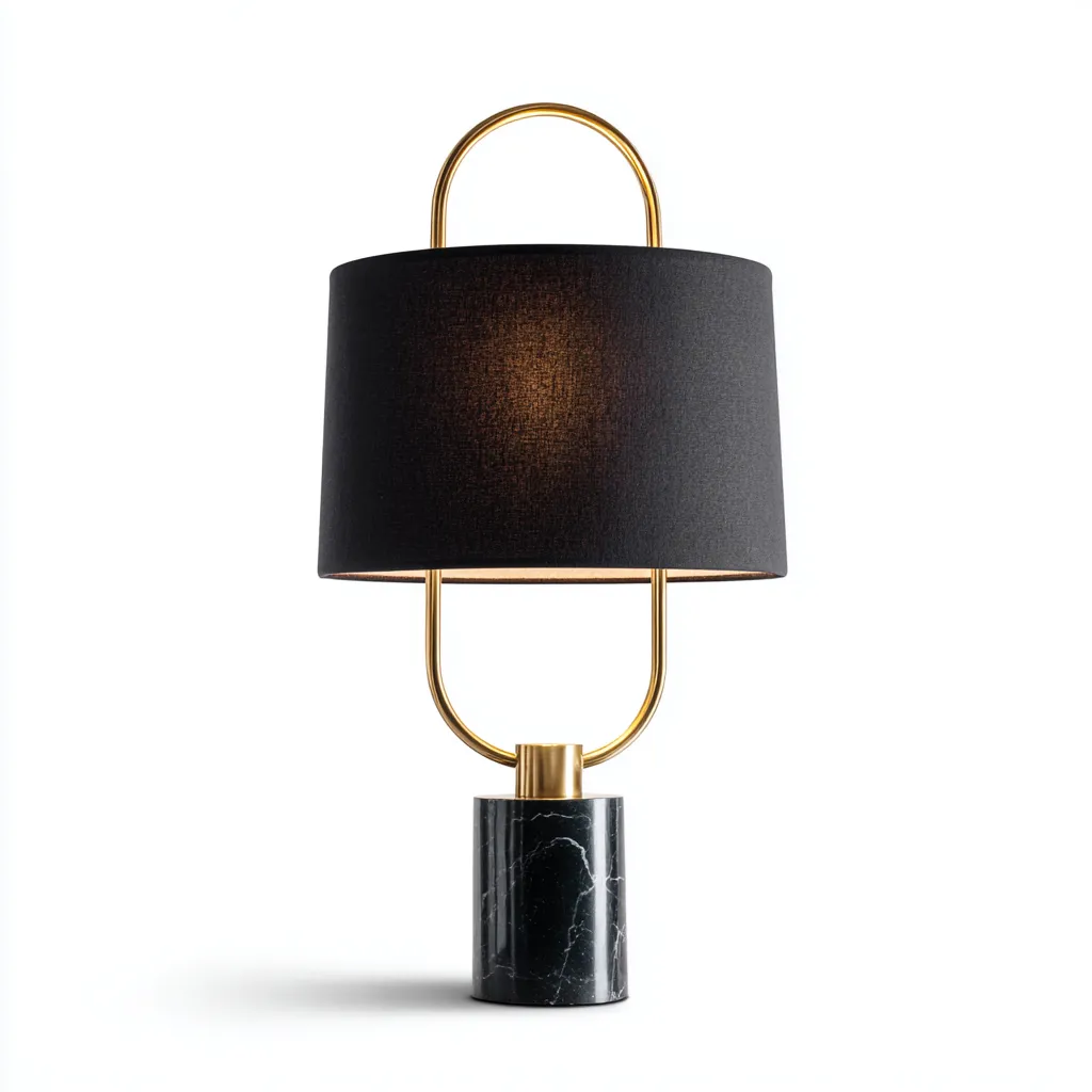 Lampada da tavolo - metallo e marmo 22x22x45 cm - nero-oro - stile moderno-Sereneete