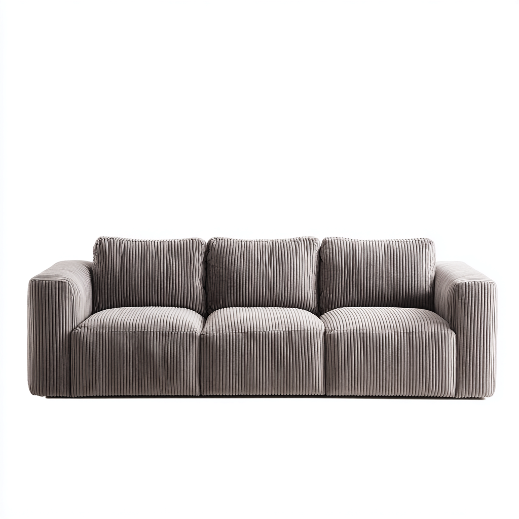 Divano lineare in velluto a coste 230x100x85 cm - grigio chiaro - design contemporaneo e minimalista-Sereneete
