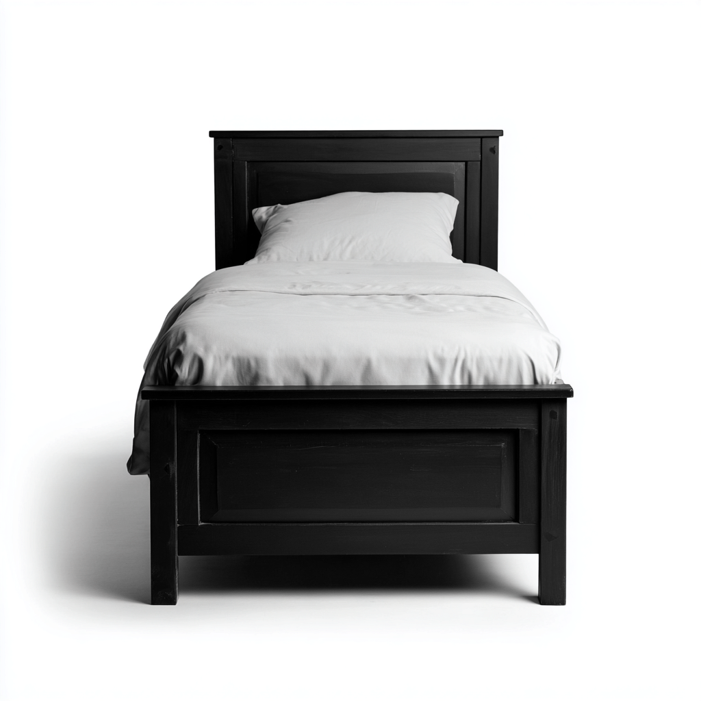 Letto singolo - legno massello 100x200x105 cm - nero - stile classico-Sereneete