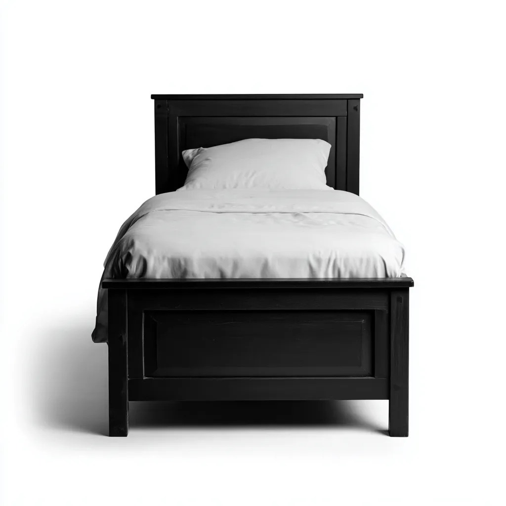 Letto singolo - legno massello 100x200x105 cm - nero - stile classico-Sereneete