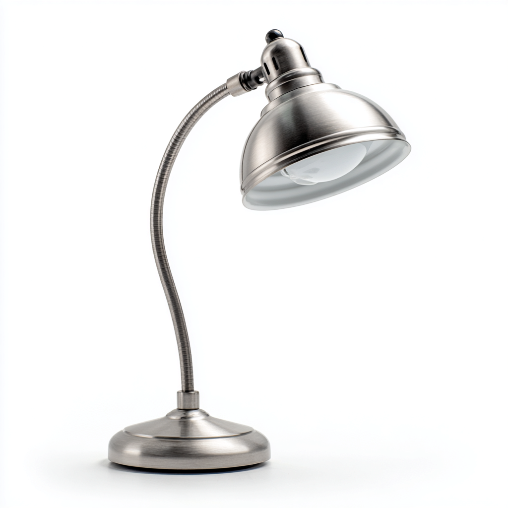 Lampada da tavolo in metallo 18x18x45 cm - argento satinato - design regolabile-Sereneete